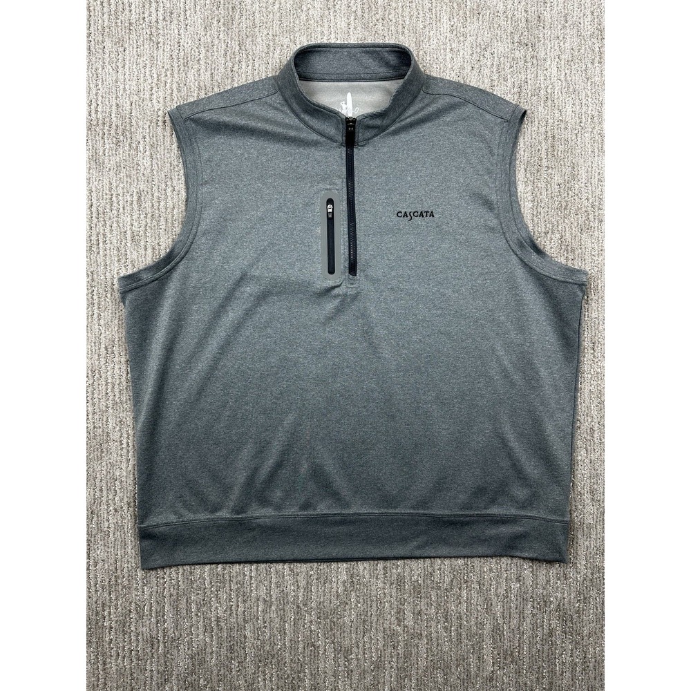 JOHNNIE-O Performance Vest Mens 2XL Gray Golf Stretch Athletic Zip Cascata